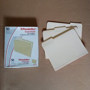 43 Manila file folders Esselte Pendaflex Essentials letter size 3 tab positions